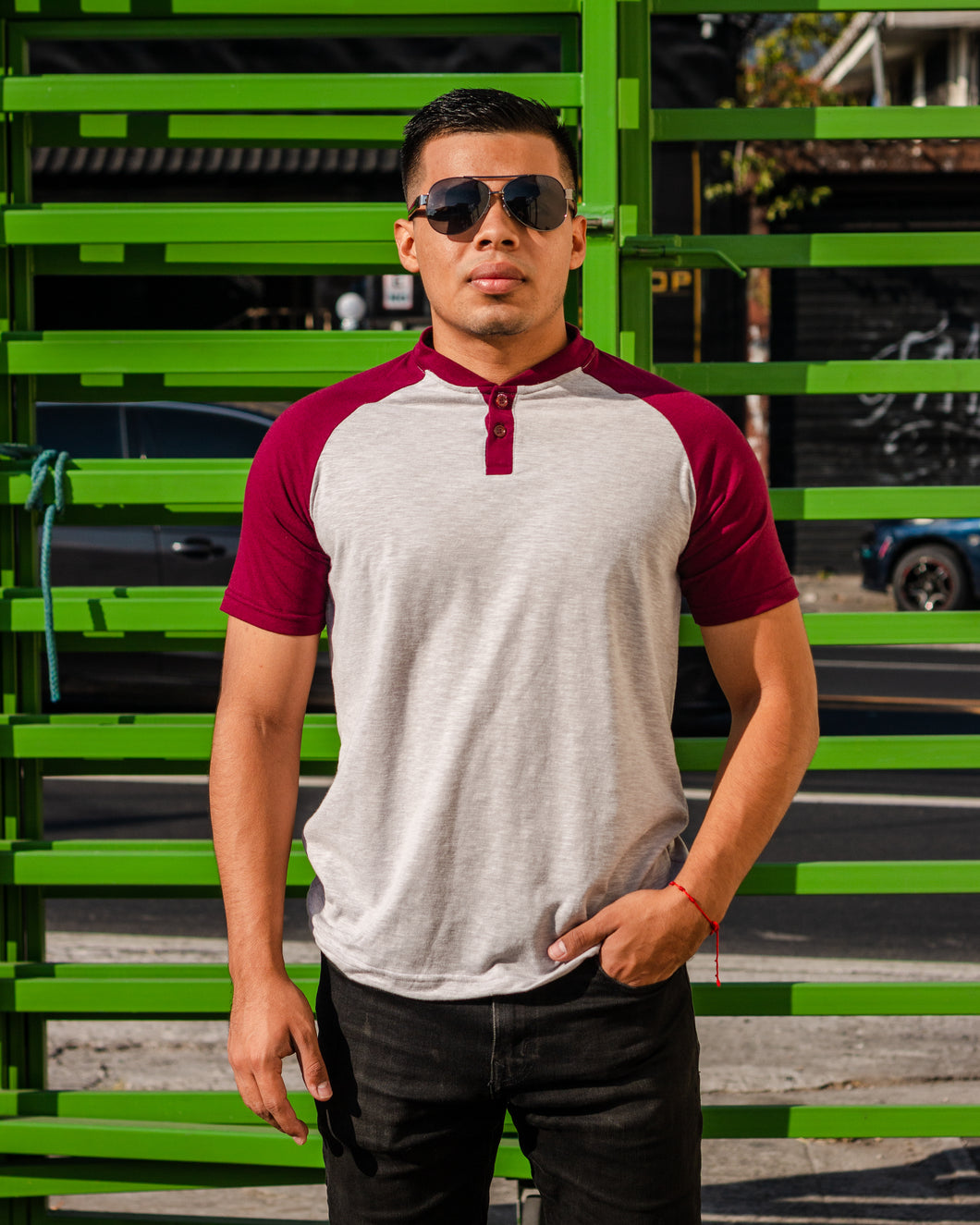 Camisa C03 Gris/vino