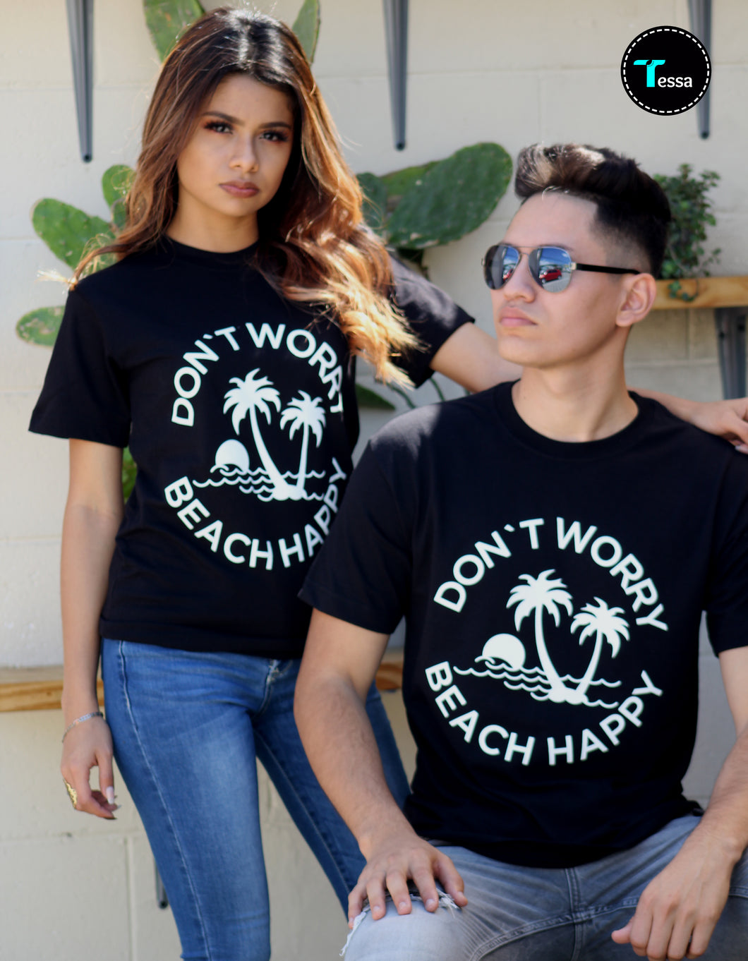 Camiseta dont worry beach happy